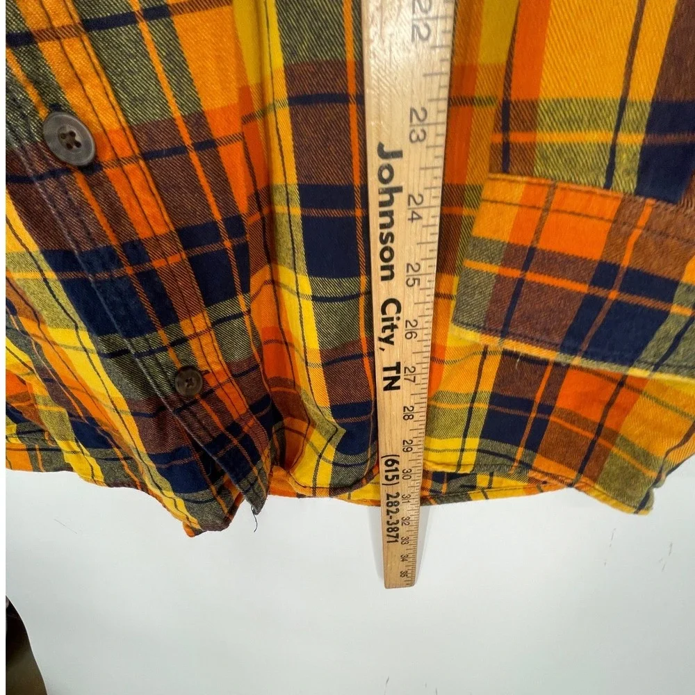 Duluth Trading Co Mens Shirt 2XL Tall Flannel Orange Plaid Long Sleeve